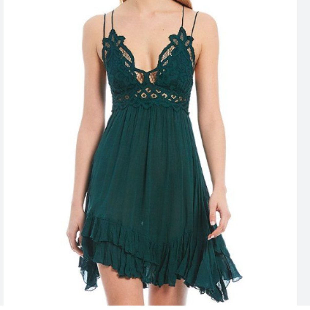 Free People ~ ADELLA Dress ~ Forest Green ~ EUC ~ HTF color!!